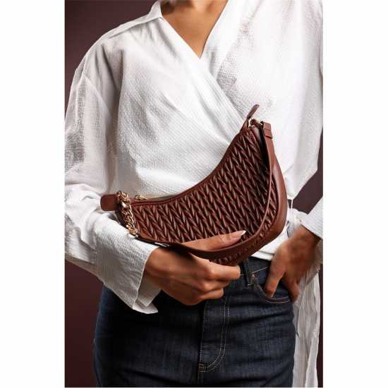 Чанта За Рамо Wheres That From Crescent Shoulder Bag In Chain Detail Brown 