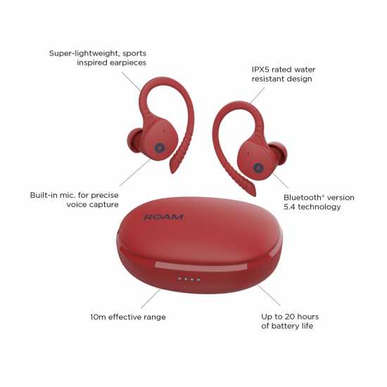 Roam Roam Adventure True Wireless Sport Earbuds Flame Scarlet 