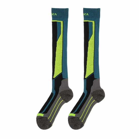 Детски чорапи Nevica Meribel 2 Pack Ski Sock Juniors Лайм зелено Nevica Meribel 2 Pack Ski Sock Juniors Лайм зелено Детски чорапи