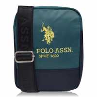 Чанта През Рамо С Цип Us Polo Assn Bump Nylon Flight Bag Green/Navy 208 Чанти през рамо