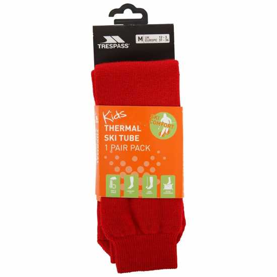 Trespass Kids' Tubular Ski Socks Червено 