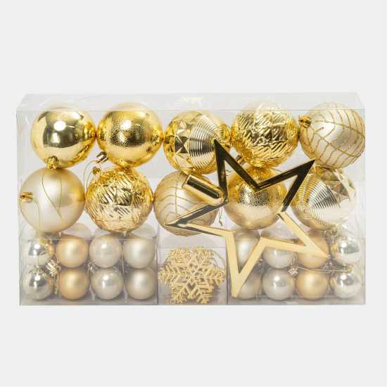 The Spirit Of Christmas 50Pc Baubles 54 Gold One Size  