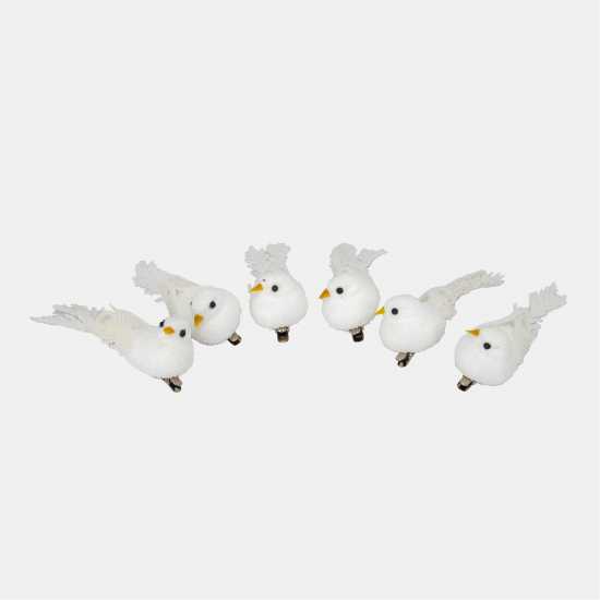 The Spirit Of Christmas 6Pk Tree Decs 54 White Birds One Size  