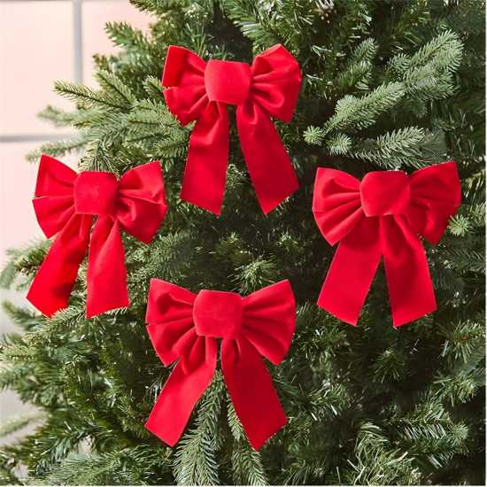 The Spirit Of Christmas 4Pk Velvet Bow 54 Red One Size  