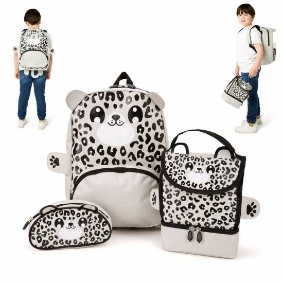 Ученически раници Zappi Co Baby Animal Backpack Set (Backpack Lunch Box Pencil Case) Snow Leopard Zappi Co Baby Animal Backpack Set (Backpack Lunch Box Pencil Case) Snow Leopard Ученически раници