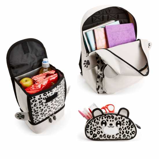 Ученически раници Zappi Co Baby Animal Backpack Set (Backpack Lunch Box Pencil Case) Snow Leopard Zappi Co Baby Animal Backpack Set (Backpack Lunch Box Pencil Case) Snow Leopard Ученически раници