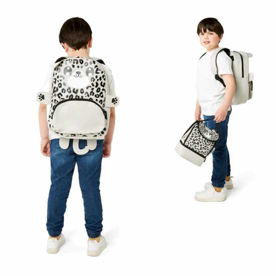 Ученически раници Zappi Co Baby Animal Backpack Set (Backpack Lunch Box Pencil Case) Snow Leopard Zappi Co Baby Animal Backpack Set (Backpack Lunch Box Pencil Case) Snow Leopard Ученически раници
