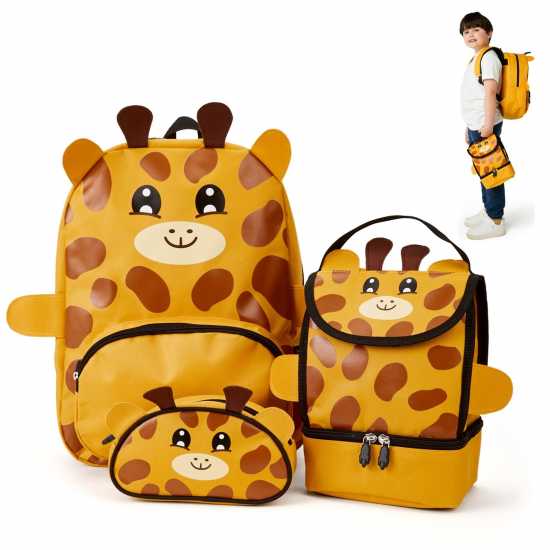 Ученически раници Zappi Co Zappi Co Baby Animal Backpack Set (Backpack Lunch Box Pencil Case) Zappi Co Zappi Co Baby Animal Backpack Set (Backpack Lunch Box Pencil Case) Ученически раници