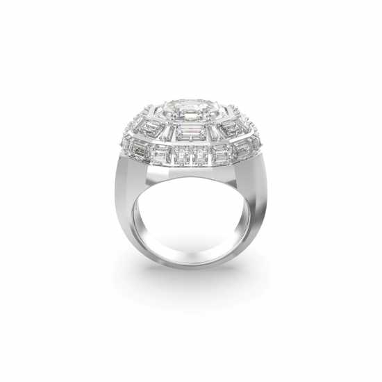 Swarovski Women's Mesmera Precision-Cut Crystal Rhodium-Plated Band Ring  