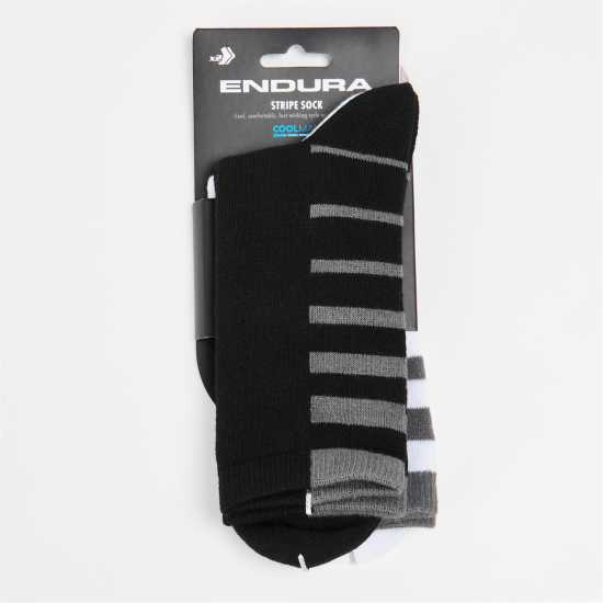 Мъжки чорапи Endura Coolmax® Stripe Socks Twin Pack Черно Endura Coolmax® Stripe Socks Twin Pack Черно Мъжки чорапи