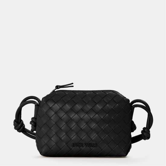 Jack Wills Woven Crossbody Bag Black Дамски чанти