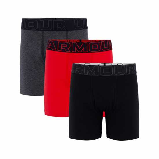 Under Armour Боксерки Момчета 3Pk Cotton Boxers Junior Boys Черно/Червено/Сиво Under Armour Боксерки Момчета 3Pk Cotton Boxers Junior Boys Черно/Червено/Сиво