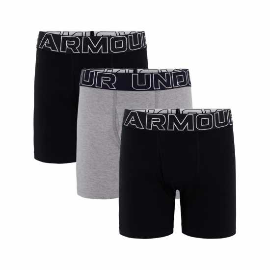 Under Armour Боксерки Момчета 3Pk Cotton Boxers Junior Boys Черно/Черно/Сиво Under Armour 3pk Cotton Boxers Junior Boys Черно/Черно/Сиво