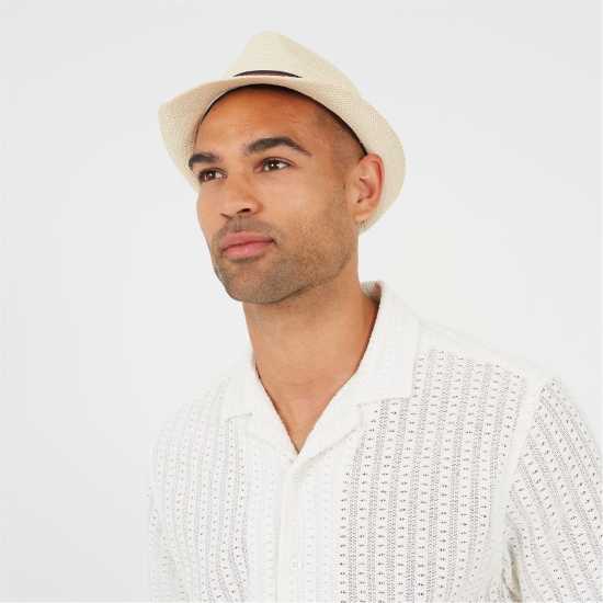 Brave Soul Trilby Hat With Contrast Tape Detail Stone Шапки с козирка