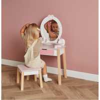 Wooden Vanity Table With Stool