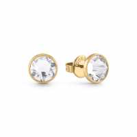 Guess Men's White Cubic Zirconia Stud Earrings METALLICS 