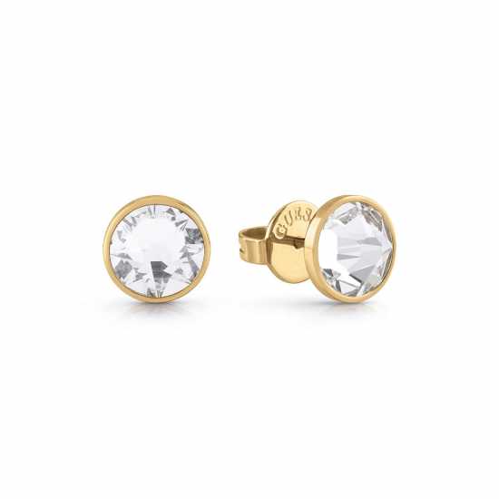 Guess Men's White Cubic Zirconia Stud Earrings METALLICS 