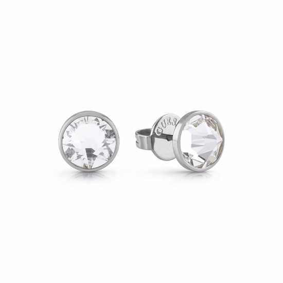 Guess Men's White Cubic Zirconia Stud Earrings METALLICS 