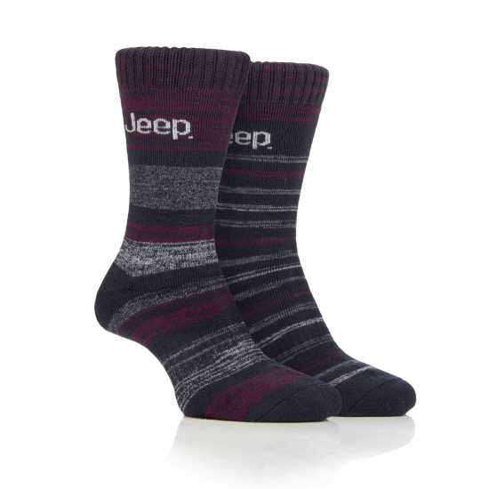 Jeep 2 Pack Thermal Boot Socks Mens Морско синьо/Ягода Jeep 2 Pack Thermal Boot Socks Mens Морско синьо/Ягода