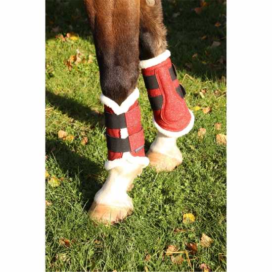 Hy Equestrian Equestrian Glitzy Brushing Boots Red За коня