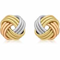 9Ct 3-Colour Knot Stud Earrings  Бижутерия