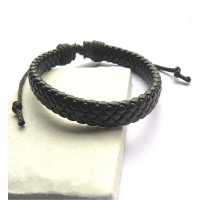 Mens Black Leather Weave Bracelet 6260-Np-Mweab  Бижутерия
