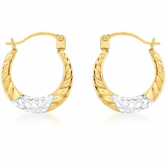 9Ct Gold Crystalique Creole Earrings  Бижутерия