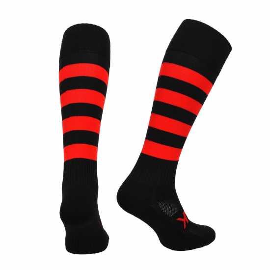 Atak Sports Hooped Socks Junior Red/Black Atak Sports Hooped Socks Junior Red/Black