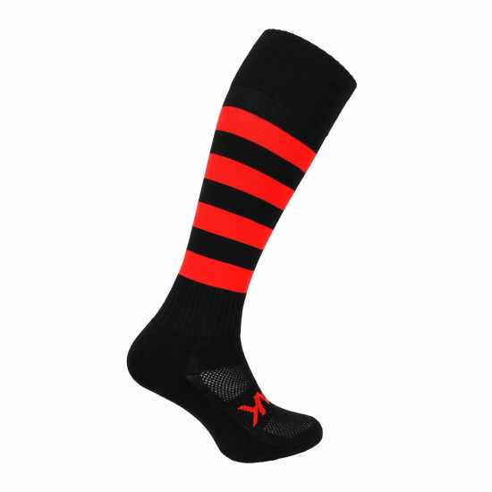 Atak Sports Hooped Socks Junior Red/Black Atak Sports Hooped Socks Junior Red/Black