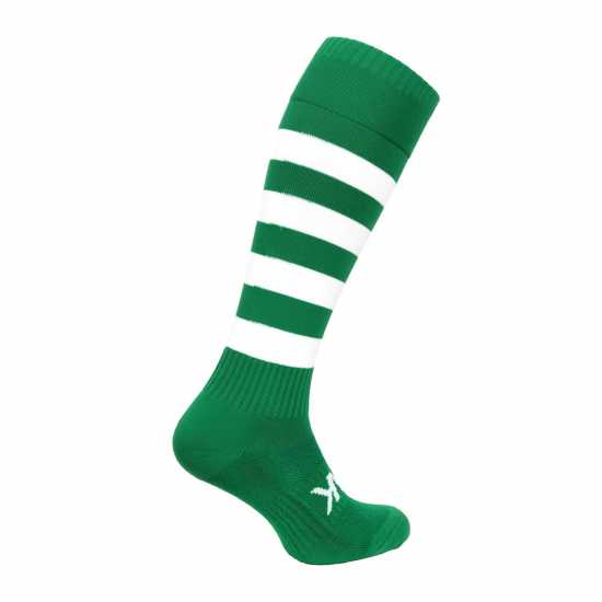 Atak Sports Hooped Socks Senior Green/White 