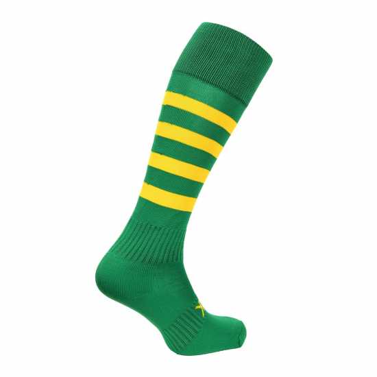Atak Sports Hooped Socks Senior Green/Gold 