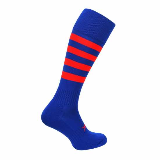Atak Sports Hooped Socks Senior Royal/Red Atak Sports Hooped Socks Senior Royal/Red
