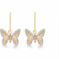 9Ct 3-Colour Butterfly Earrings  Бижутерия