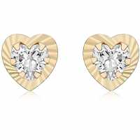 9Ct Cz Sunrays Heart Stud   Earrings  Бижутерия