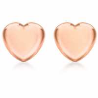 Sterling Silver Rose Gold Plated Heart Stud Earrings  Бижутерия
