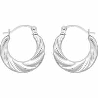 9Ct White Mini Twist Creole Earrings  Бижутерия