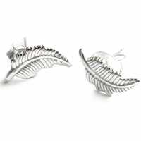 Sterling Silver Angel Wing Feather Stud Earrings  Бижутерия