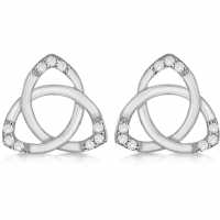 Silver Rho Cz Celtic Stud   Earrings  Бижутерия