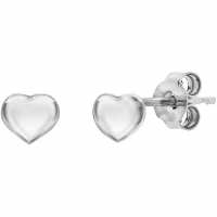 Silver Rhod Pol 5Mm Heart   Earrings  Бижутерия