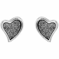 Silver Rho Sdust Heart Stud Earrings  Бижутерия