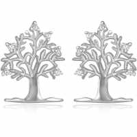 Silver Rho Cz Tree Of Life  Earrings  Бижутерия