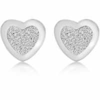 Silver Sdust Heart Stud     Earrings  Бижутерия