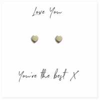 Heart Stud Earrings Love You Card 00103-Cdn-Stdhrt  Бижутерия