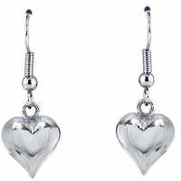 Silver Puff Heart Drop Earrings 6275-Np-Fhhrt