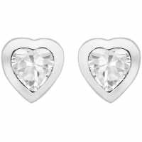 Silver Sml Cz Heart Stud Earrings Sterling Silver Бижутерия