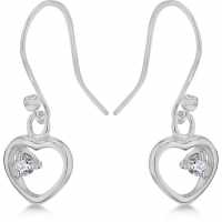 Silver Open Heart Drop Earrings  Бижутерия