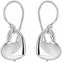 Silver Open Organic Heart Drop Earrings  Бижутерия