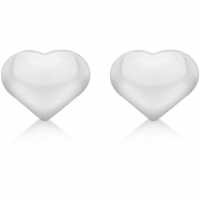 Silver Puffed Heart Stud Earrings Sterling Silver Бижутерия