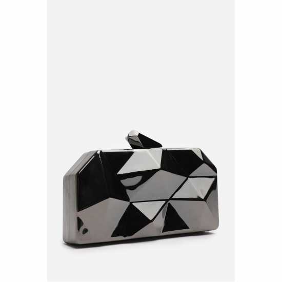 Wheres That From Geometric Clutch Bag With Snap Closure Черно 