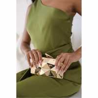 Wheres That From Geometric Clutch Bag With Snap Closure Злато Wheres That From Geometric Clutch Bag With Snap Closure Злато